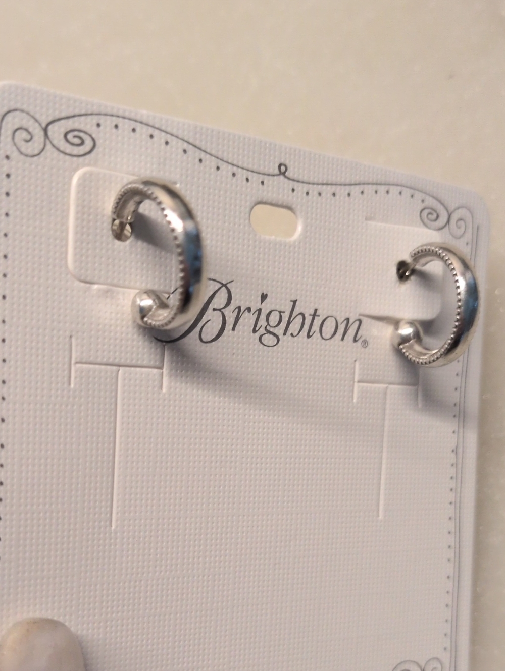 Brighton NEW! Silver Small Hoop Earrings Huggies Charm Holder Earrings